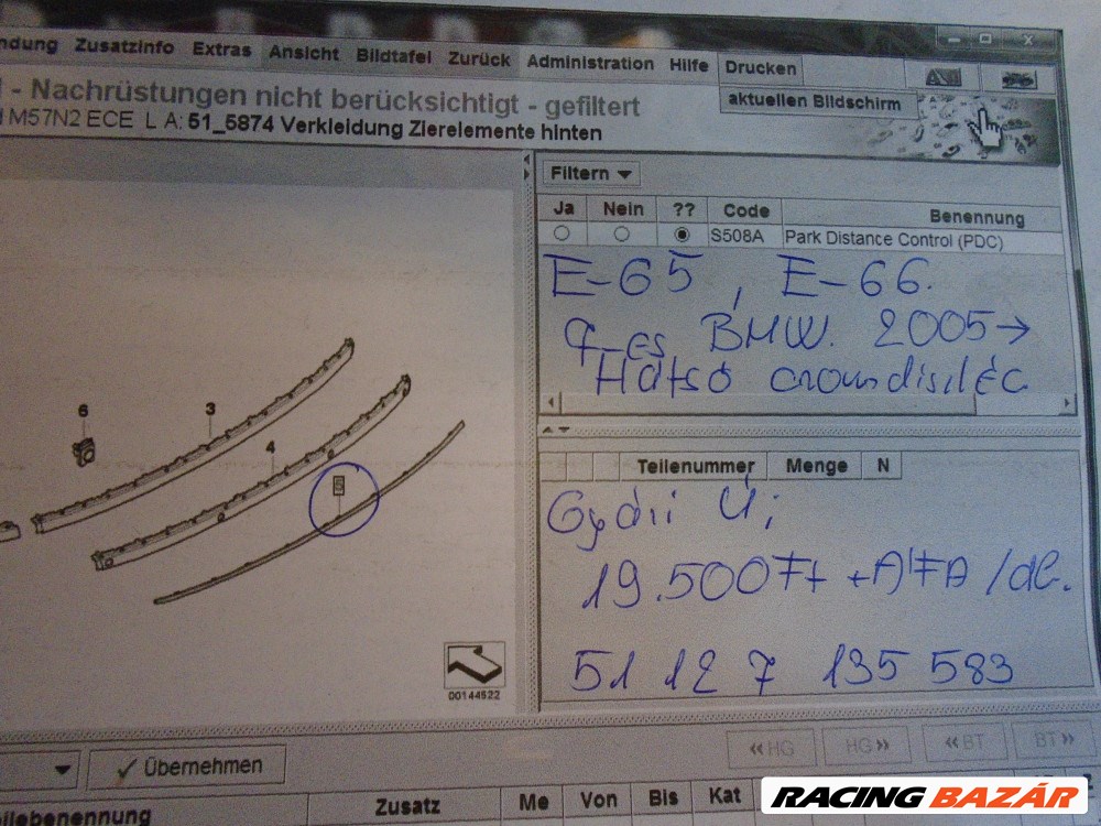 [GYÁRI ÚJ] BMW - Hátsó chrome díszléc / 7-es E65, E66 (2005-től) ÁR/db! 3. kép